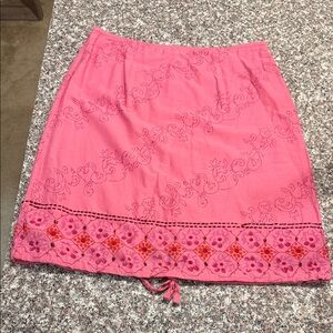 American Eagle Outfitters Pink Embroidered A-Line Skirt